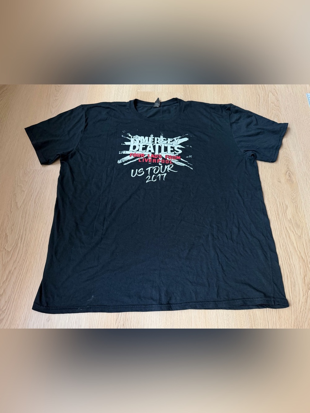 The Mersey Beatles 2017 US Tour T Shirt Black 2XL Double Sided Band Tee Anvil